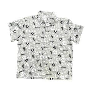 Chicago WHITE SOX MLB Theme Gray Casual Button Down Shirt BASEBALL FAN SPORTS XL